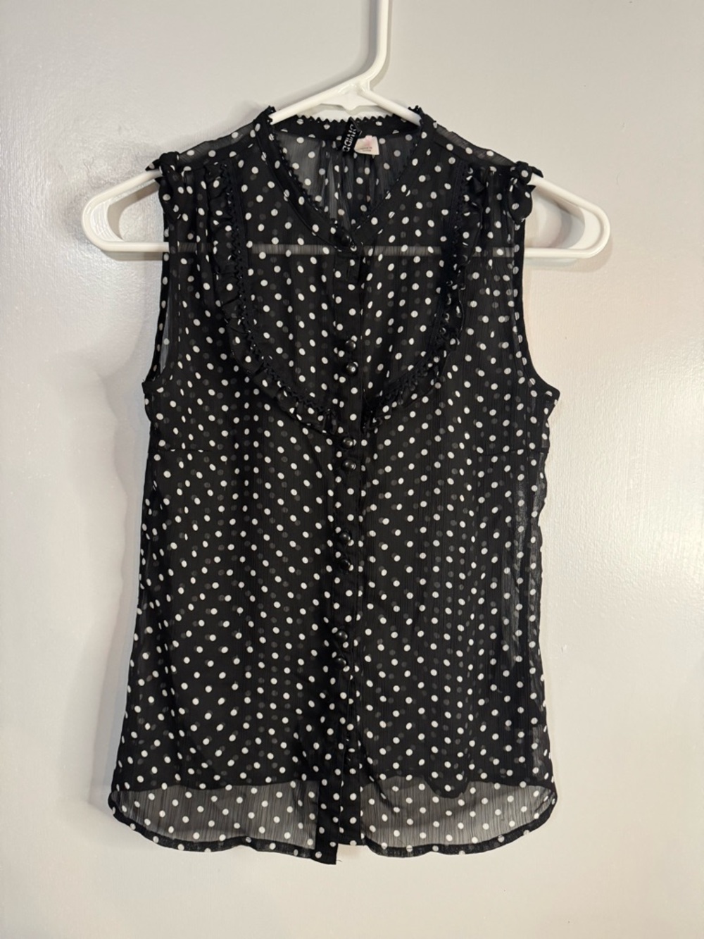 H&M Black and White Polka Dot Sleeveless Blouse Size 2